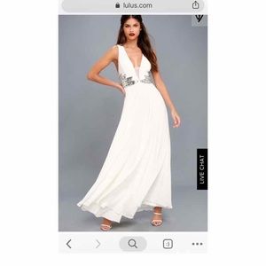 Lulus never ending love white sequin maxi dress